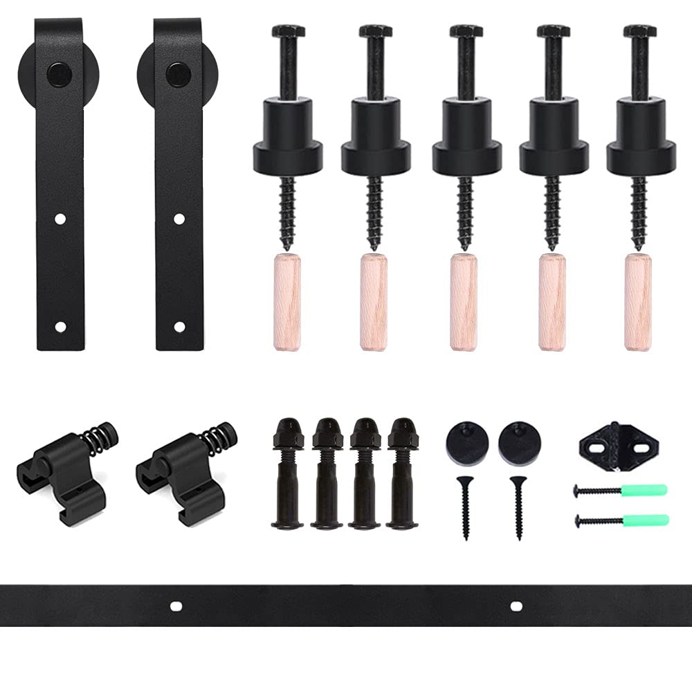 213cm/7FT Schiebetürbeschlag Set Schiebetürsystem Zubehörteil für Schiebetüren Innentüren, Schwarz/Sliding Barn Door Hardware Kit