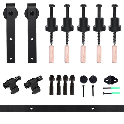 213cm/7FT Schiebetürbeschlag Set Schiebetürsystem Zubehörteil für Schiebetüren Innentüren, Schwarz/Sliding Barn Door Hardware Kit