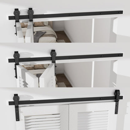 TSMST 91CM/3FT Bi-Folding Sliding Barn Door Hardware,Quietly Simple and Easy to Install for 2 Doors Hardware Kit, Applicable to Door Openings 60-70CM
