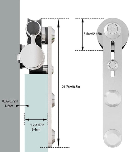 5FT/152cm Interior Stainless Steel Sliding Barn Single Door Hardware Track Roller Flat Hanger Rail Kit For Wood Door