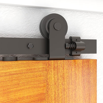 TSMST 6FT/183CM Sliding Door Track Kit, Internal Barn Sliding Wood Doors Rail T Mount Hangers Black for Single Door