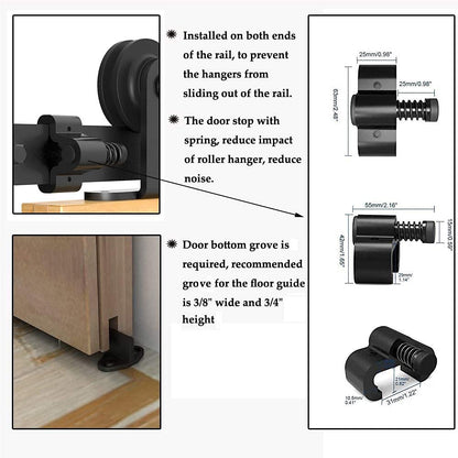 TSMST 5.5FT/173CM Sliding Door Track Kit, Internal Barn Sliding Wood Doors Rail T Mount Hangers Black for Single Door
