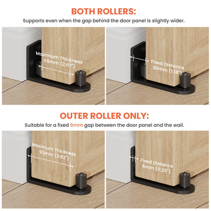 TSMST Sliding Barn Door Bottom Floor Guide,Adjustable Wall Mount Roller Guides,Flush Flat Bottom Design,Roller Ball Smooth,Stable and Smooth,Black