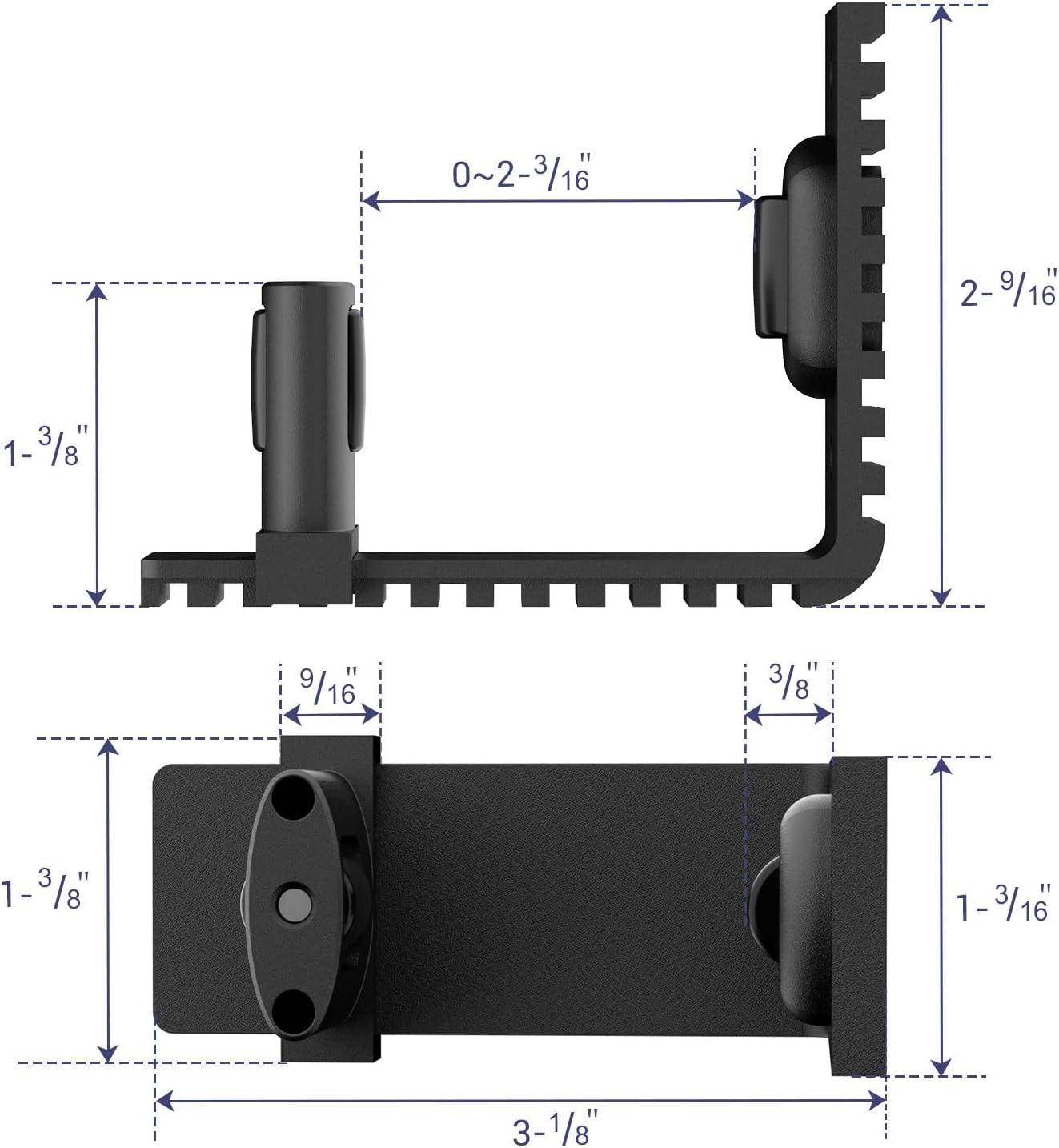 TSMST Schiebetür-Bodenführung,verstellbare Scheunentorführung,schwarz,Scheunentor-Rolle für max.5,1cm dicke Tür,Scheunentor-Bodenrolle,Wandhalterung,Aluminium
