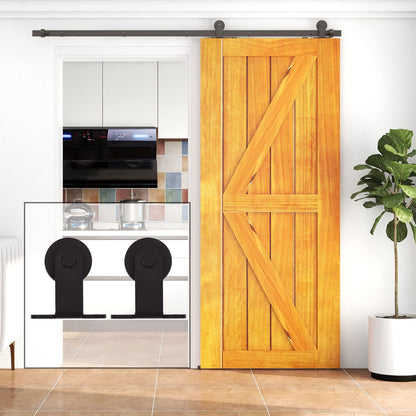 TSMST 6FT/183CM Sliding Door Track Kit, Internal Barn Sliding Wood Doors Rail T Mount Hangers Black for Single Door