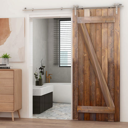 TSMST 5FT Sliding Barn Door Hardware Kit, Stainless Steel Heavy Duty Sturdy Barn Door Track for Single Wood Door, Slide Smoothly Quietly (Y Style)