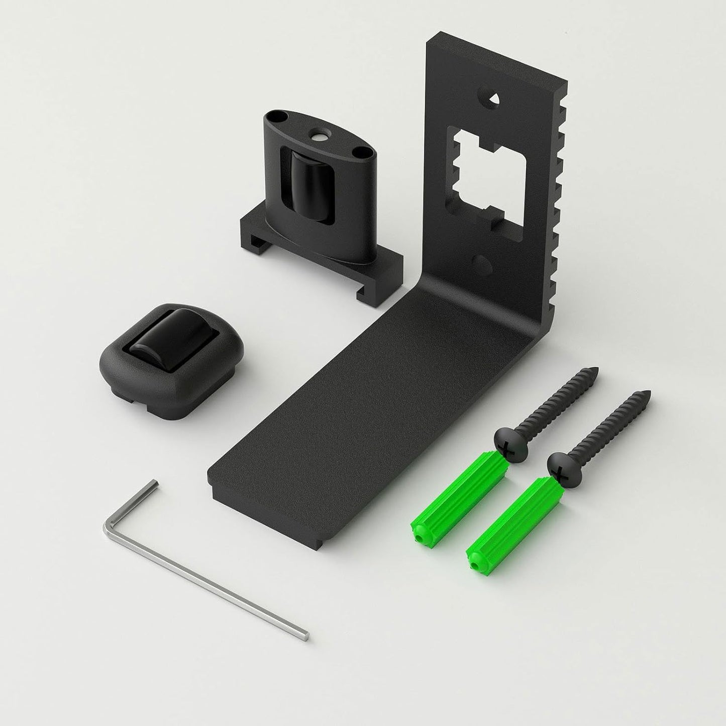 TSMST Schiebetür-Bodenführung,verstellbare Scheunentorführung,schwarz,Scheunentor-Rolle für max.5,1cm dicke Tür,Scheunentor-Bodenrolle,Wandhalterung,Aluminium