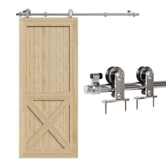TSMST 152CM/5FT Schiebetürbeschlag Set Schiebetürsystem Gleitschiene Holzschiebetür Edelstahl