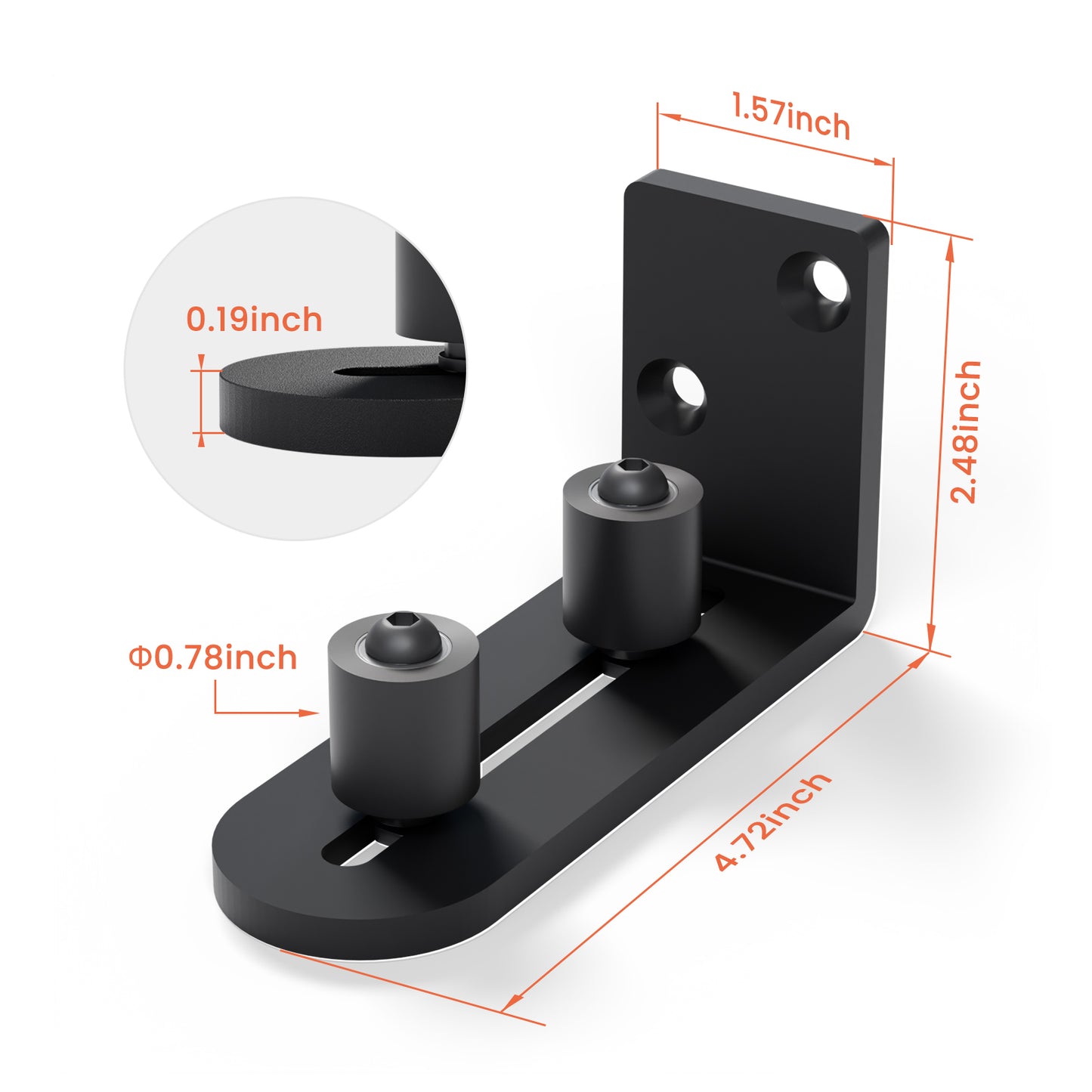 TSMST 2 Pack Sliding Barn Door Bottom Floor Guide,Adjustable Wall Mount Roller Guides,Flush Flat Bottom Design,Roller Ball Smooth,Stable and Smooth,Black